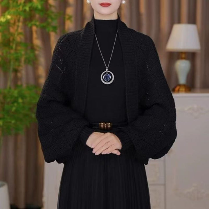 Open-Knit Shawl Cardigan with Wrap and Stole Styling 3