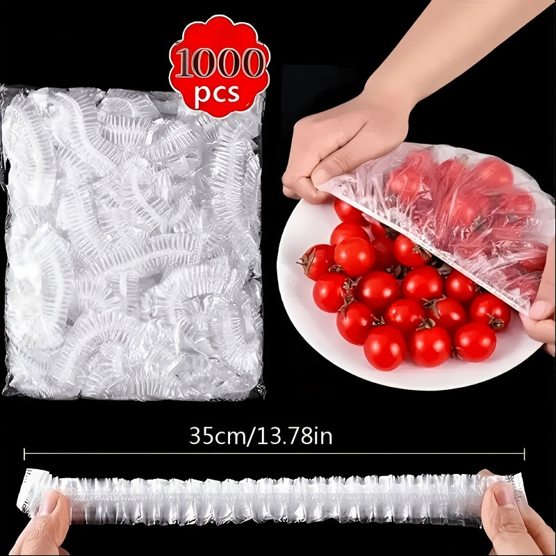 1000 Elastic Disposable Food Cover Caps, PE Bowl & Plate Covers 35 cm 4