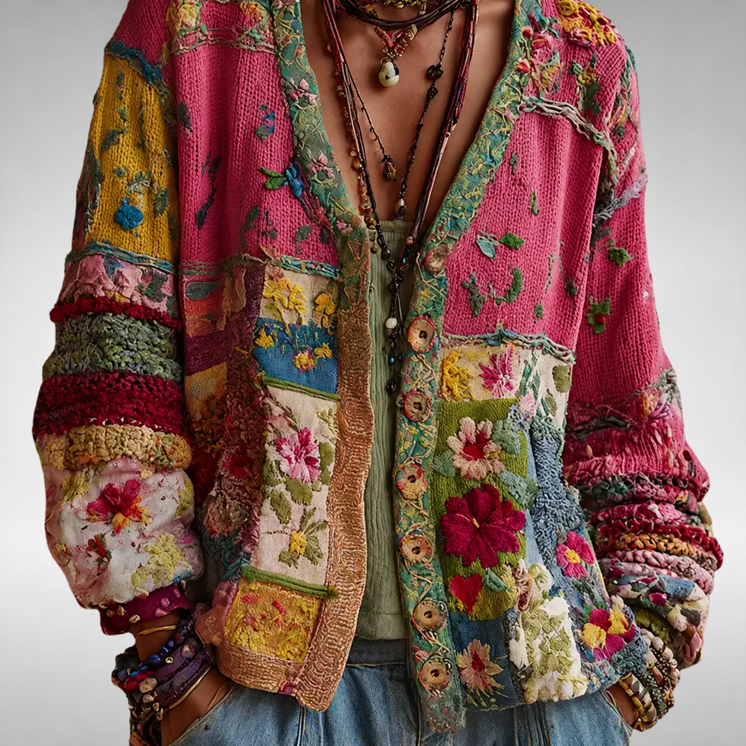 Boho Floral Patchwork Knit Jacket 3