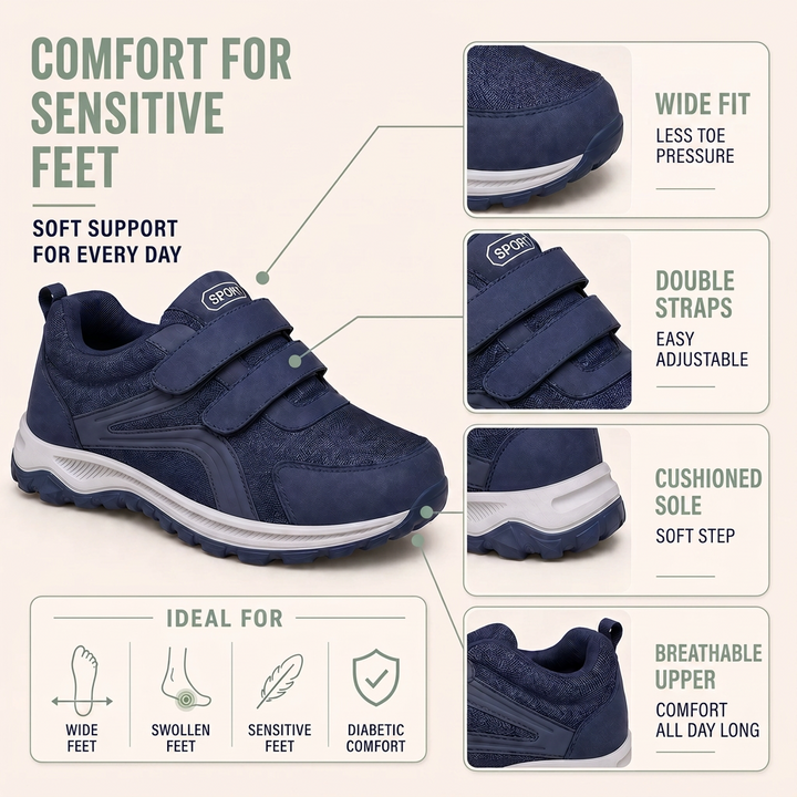Men's Orthopedic Walking Shoes with Double Hook-and-Loop Straps and Wide Fit 4
