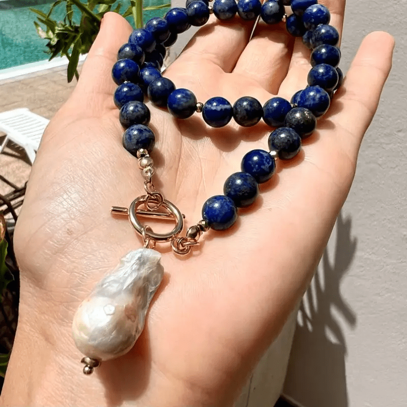 Baroque Bohemian Pearl Necklace with Jewel Tone Beads 2
