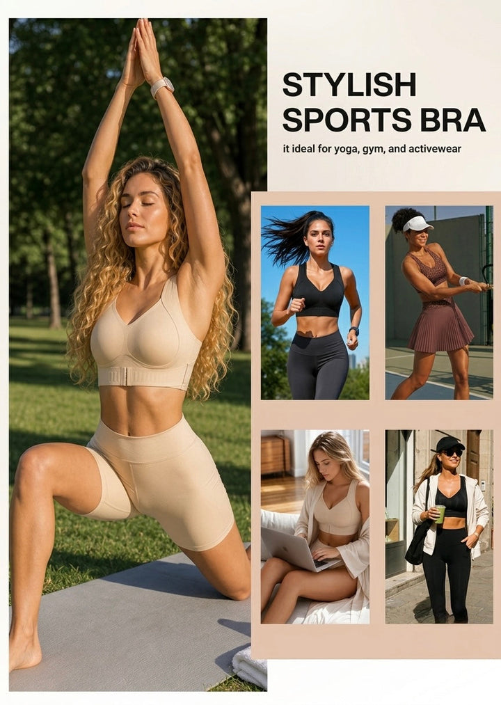 Wireless Seamless Support Bra with Wide Straps and Breathable Stretch Fabric 9