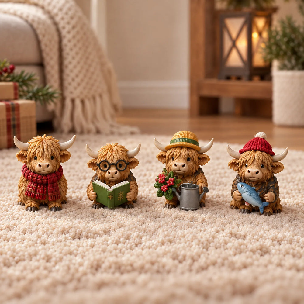 Advent Calendar with 24 Scottish Highland Cow Mini Figures 2