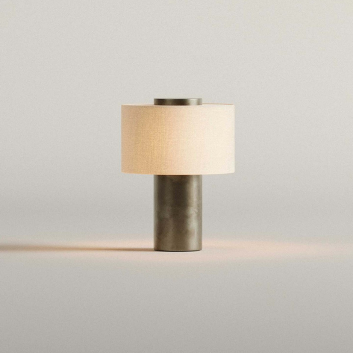 Portable Marble & Linen LED Table Lamp - Cordless Rechargeable Light 11