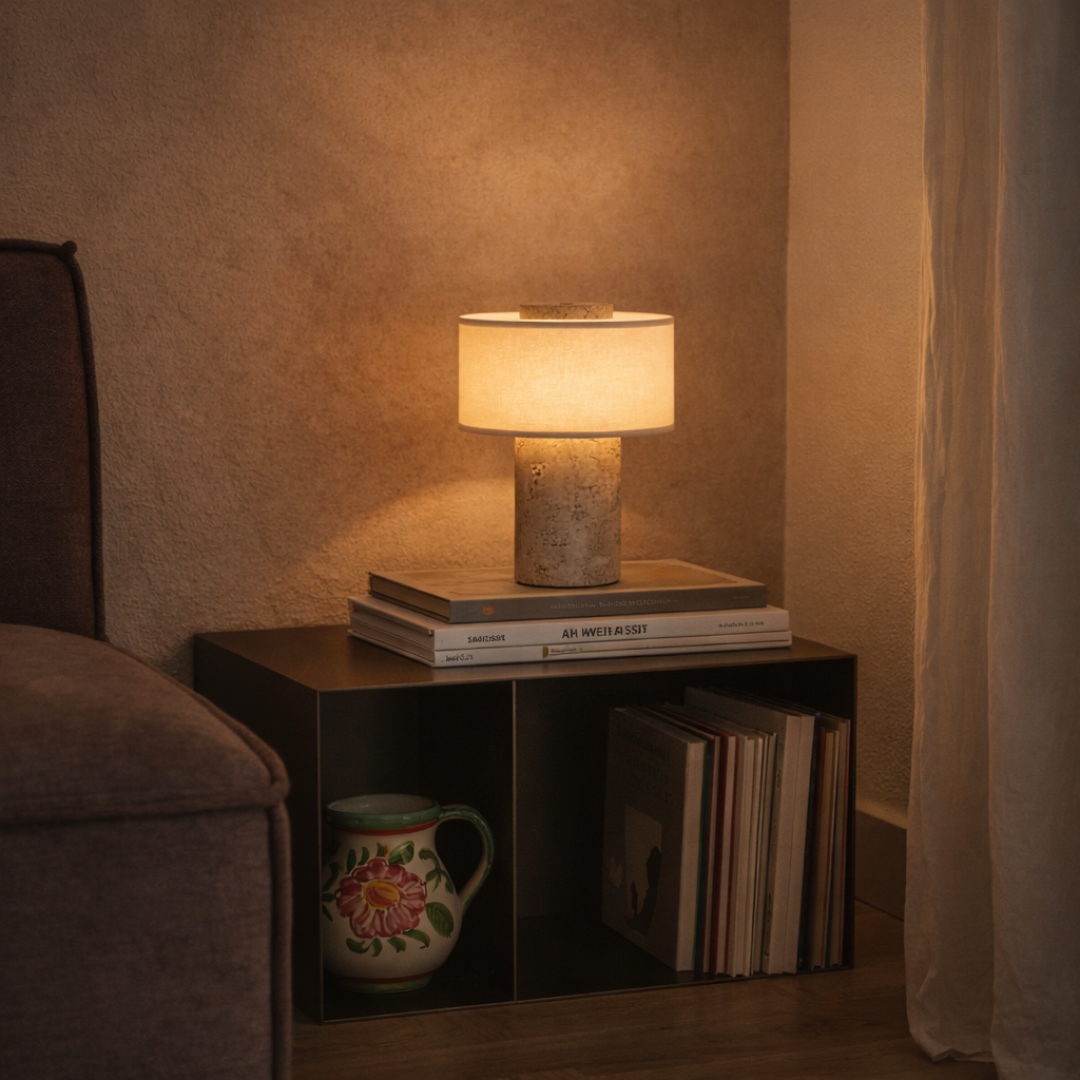 Portable Marble & Linen LED Table Lamp - Cordless Rechargeable Light 6