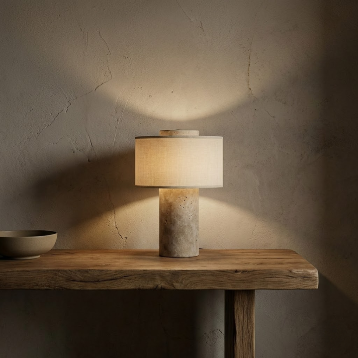 Portable Marble & Linen LED Table Lamp - Cordless Rechargeable Light 8