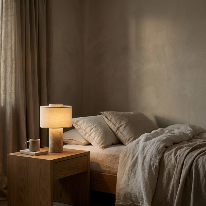 Portable Marble & Linen LED Table Lamp - Cordless Rechargeable Light 7