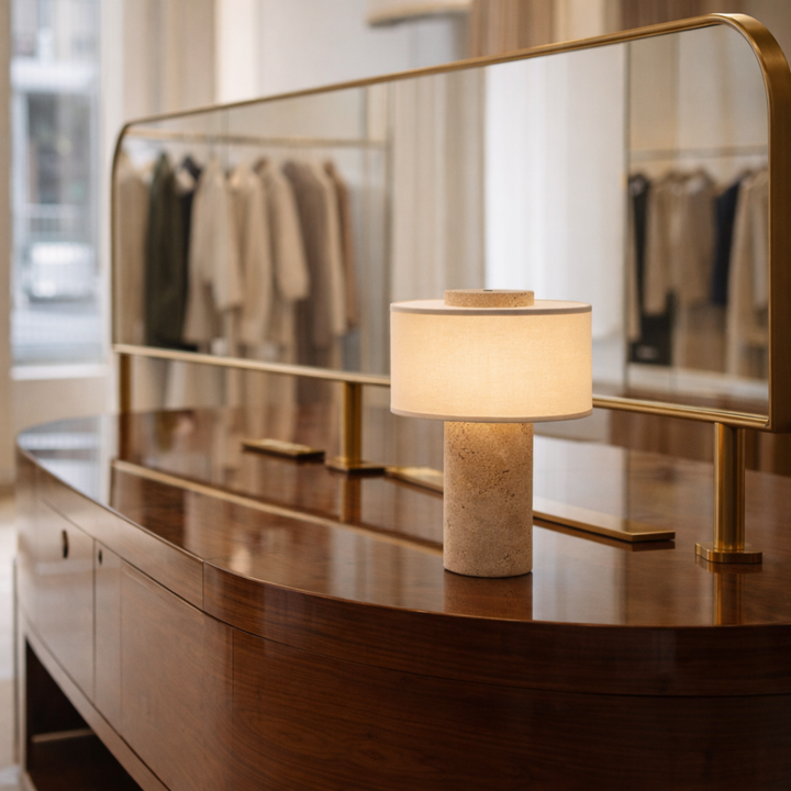 Portable Marble & Linen LED Table Lamp - Cordless Rechargeable Light 5