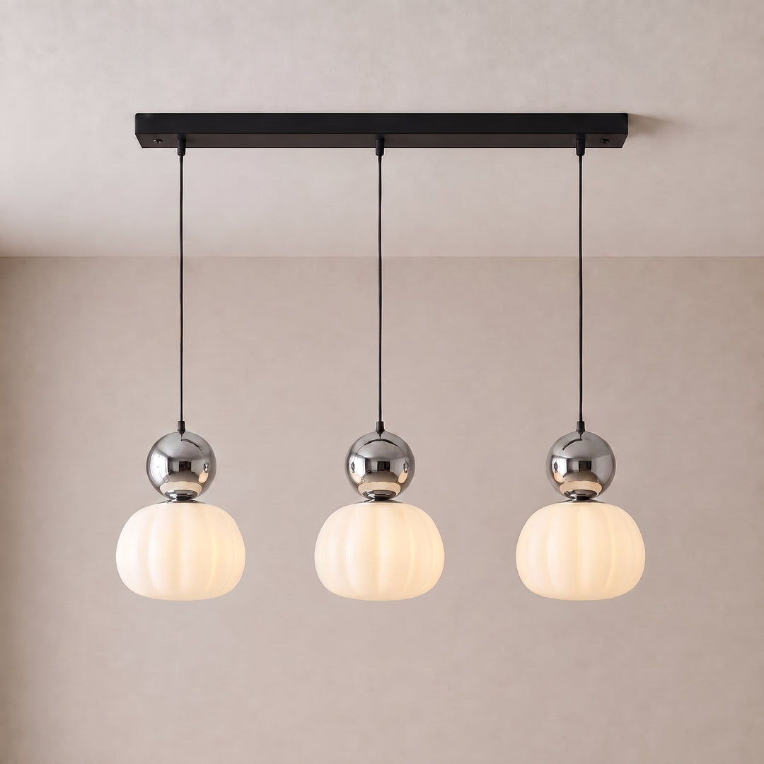 Art Deco Fluted Acrylic Pendant Light with Iron Cap, 1 or 3 Heads 9