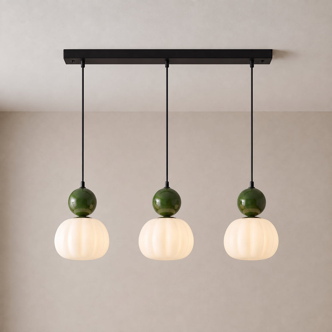 Art Deco Fluted Acrylic Pendant Light with Iron Cap, 1 or 3 Heads 10