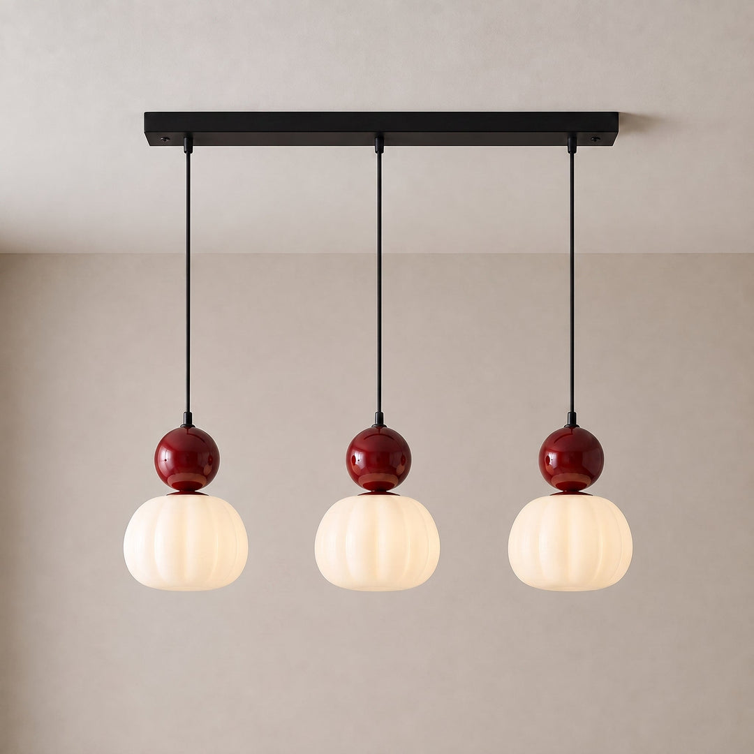 Art Deco Fluted Acrylic Pendant Light with Iron Cap, 1 or 3 Heads 11