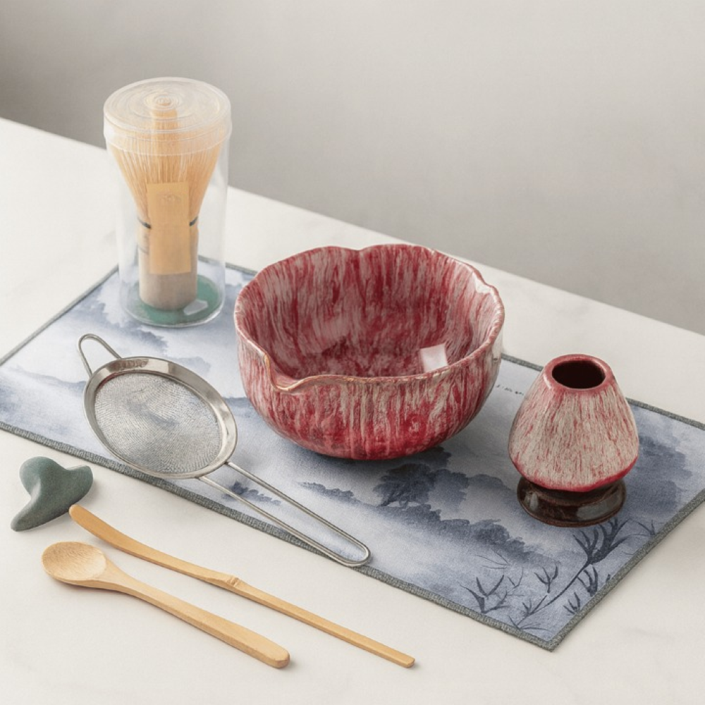 8-Piece Matcha Set with Handmade Ceramic Bowl 550 ml and Bamboo Tools 2