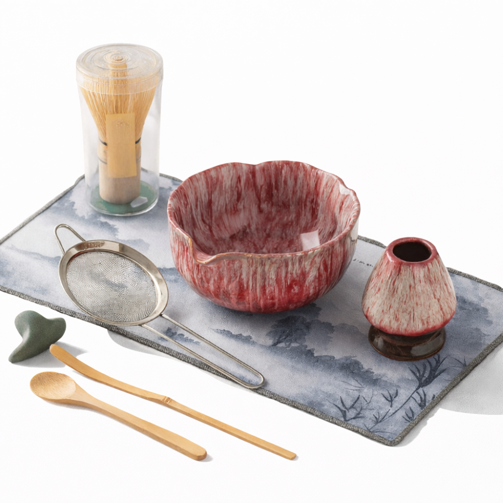 8-Piece Matcha Set with Handmade Ceramic Bowl 550 ml and Bamboo Tools 7
