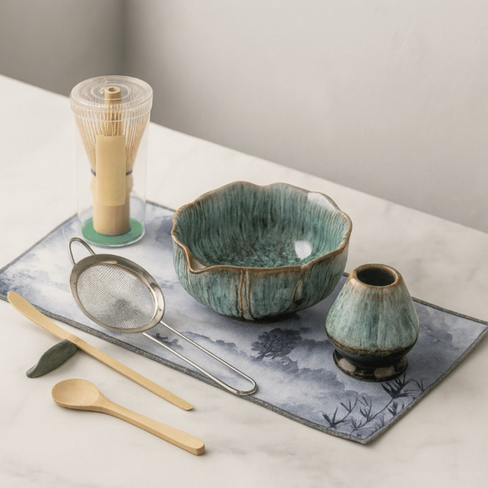 8-Piece Matcha Set with Handmade Ceramic Bowl 550 ml and Bamboo Tools 3