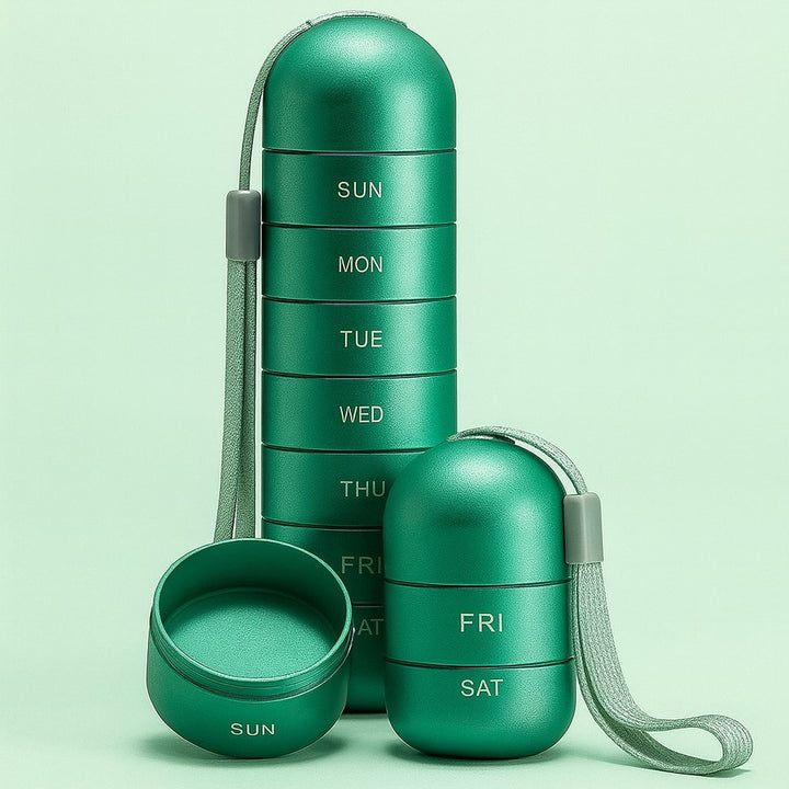 7-Compartment Aluminum Pill Organizer | Compact, Shock-Resistant Travel Case 5