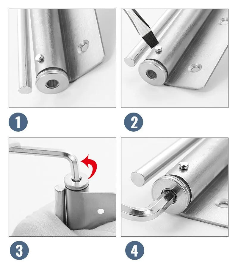 Spring Door Closer for Interior Doors – 4 Adjustable Settings, Stainless Steel 5