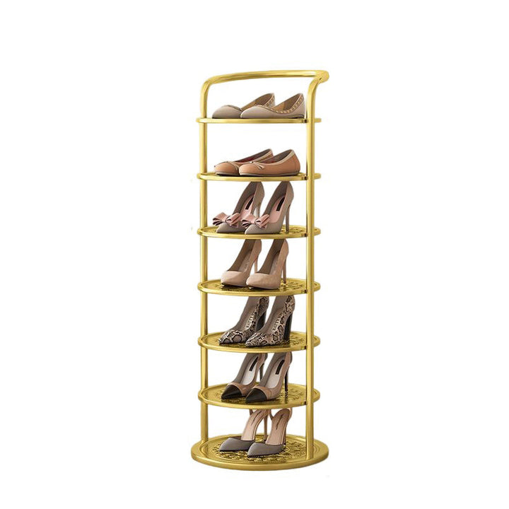 Round Metal Shoe Rack for Entryway, 5 to 8 Tiers, Slim Space-Saving Design 18
