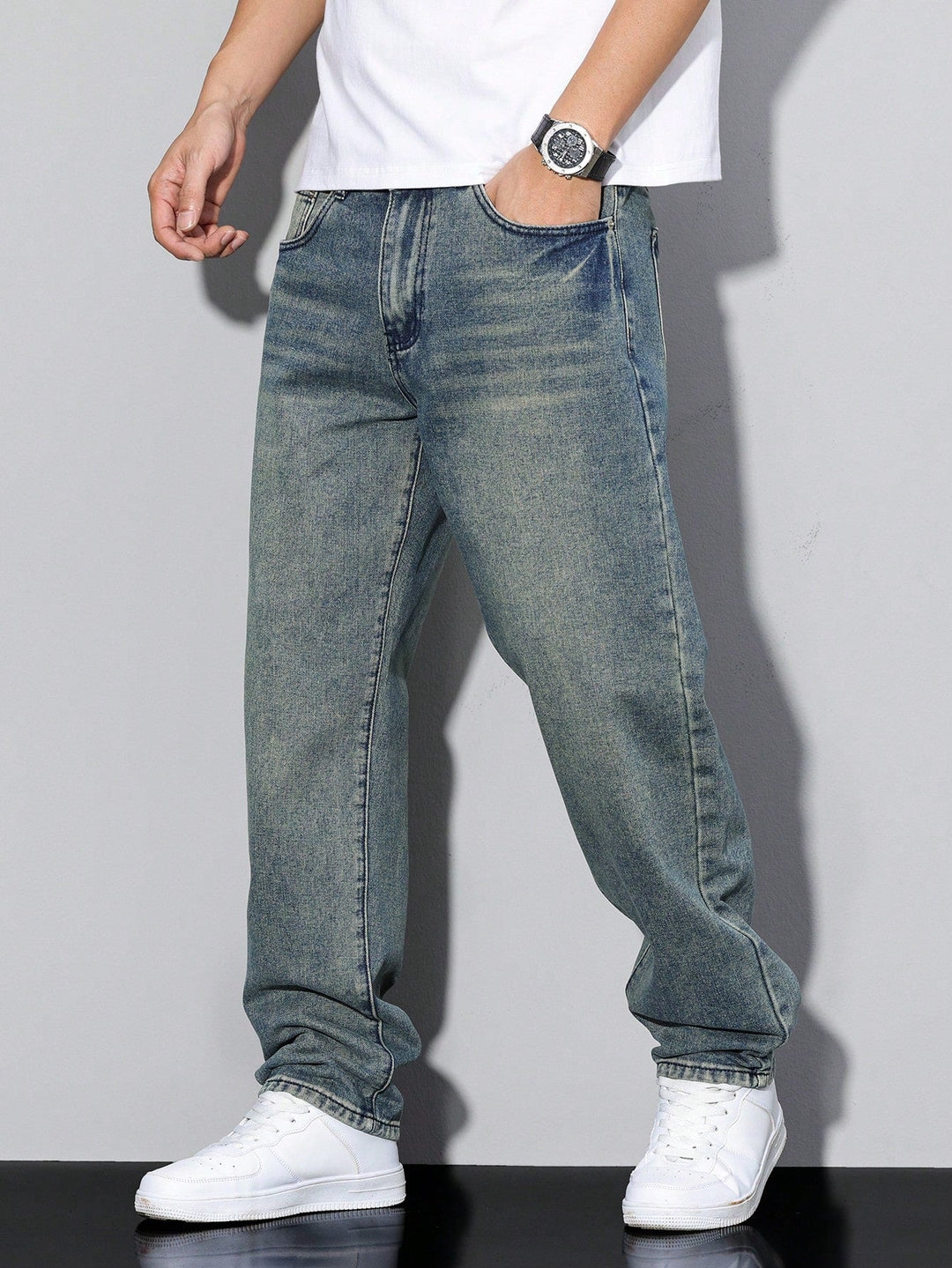 Baggy Jeans - Wide Fit Denim Pants with Washed Look 12