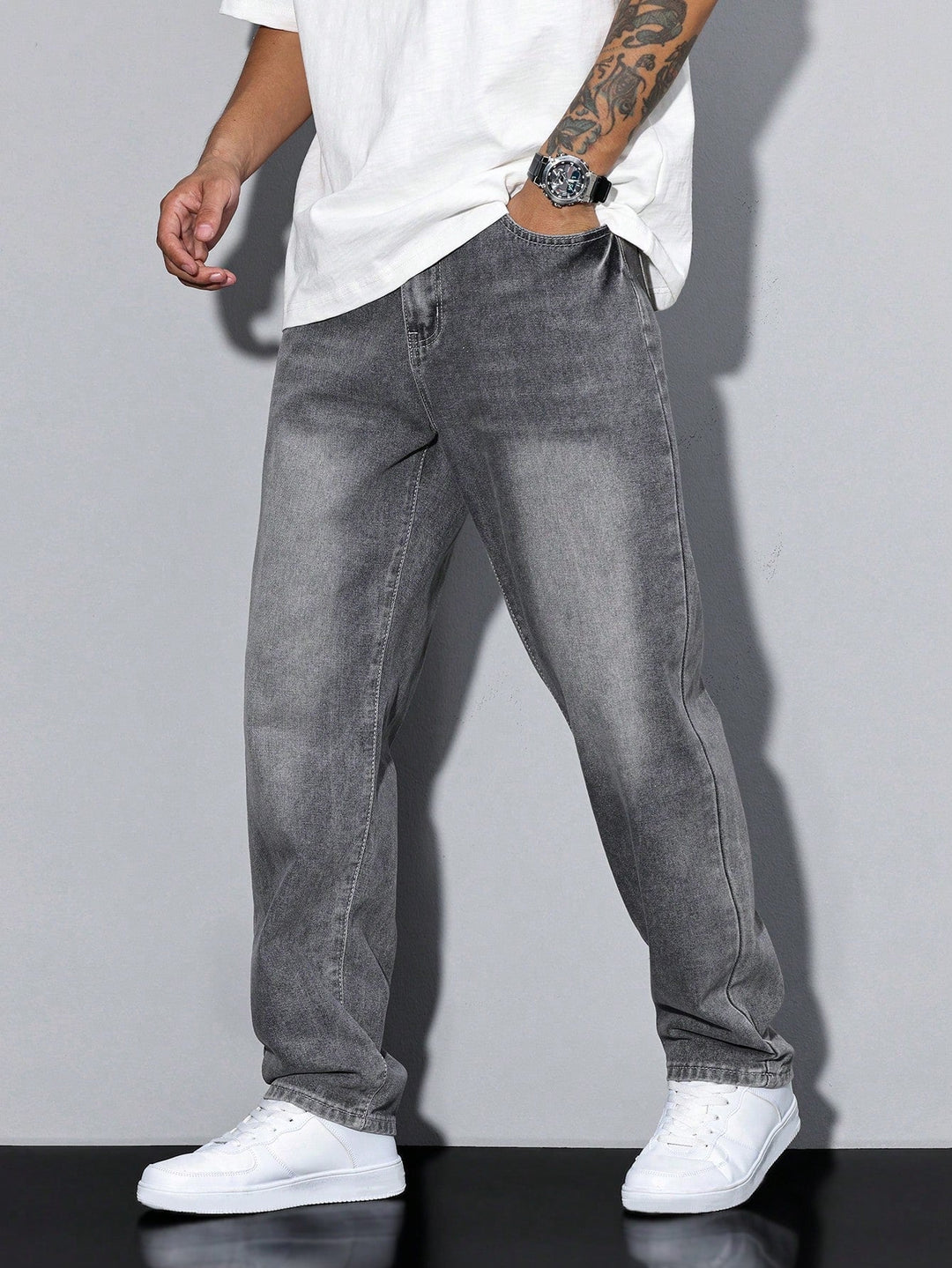 Baggy Jeans - Wide Fit Denim Pants with Washed Look 2