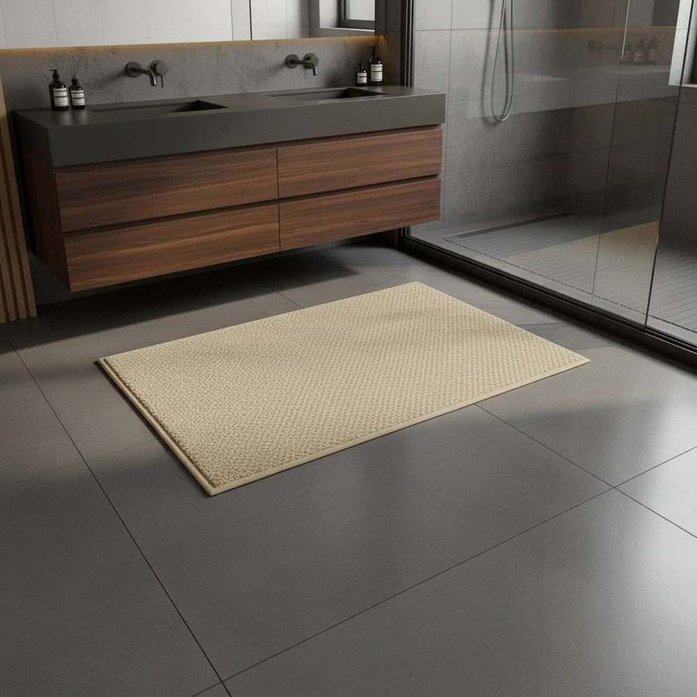 Absorbent Quick-Dry Bath Mat with Low Looped Pile and Bound Edge 2