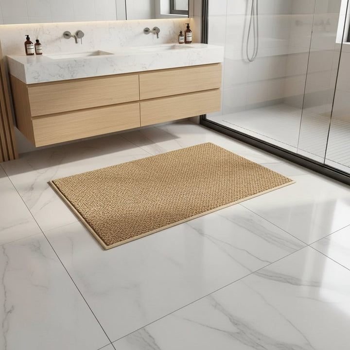 Absorbent Quick-Dry Bath Mat with Low Looped Pile and Bound Edge 5