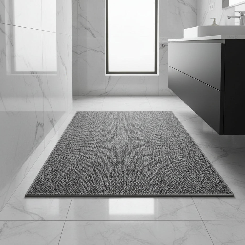 Absorbent Quick-Dry Bath Mat with Low Looped Pile and Bound Edge 1