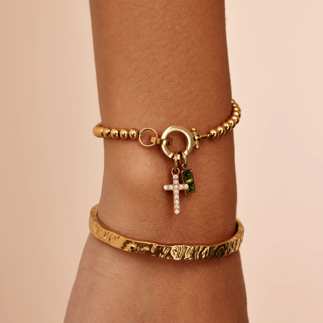 Nova Bead Birthstone Bracelet with Cross Charm 3