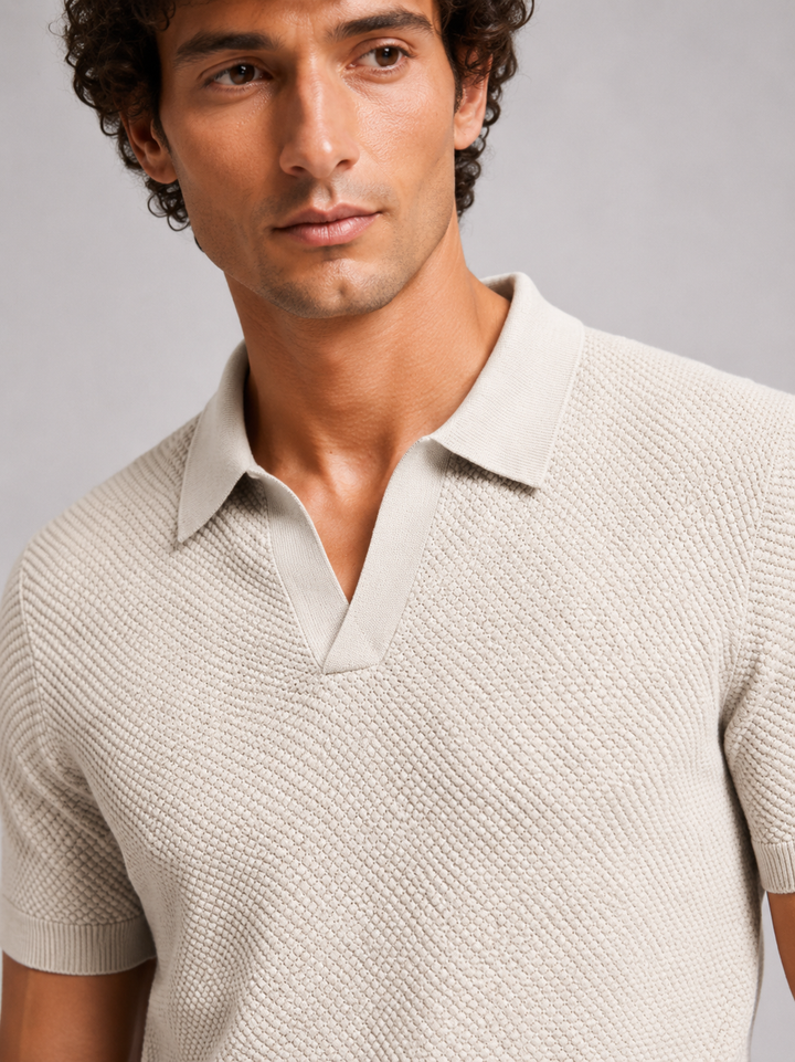 Men's Knit Polo Shirt, Lightweight Breathable Stretch Short Sleeve Summer Polo 17