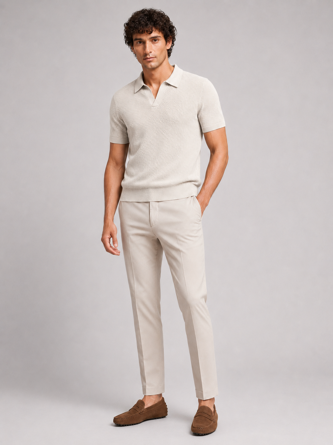 Men's Knit Polo Shirt, Lightweight Breathable Stretch Short Sleeve Summer Polo 18