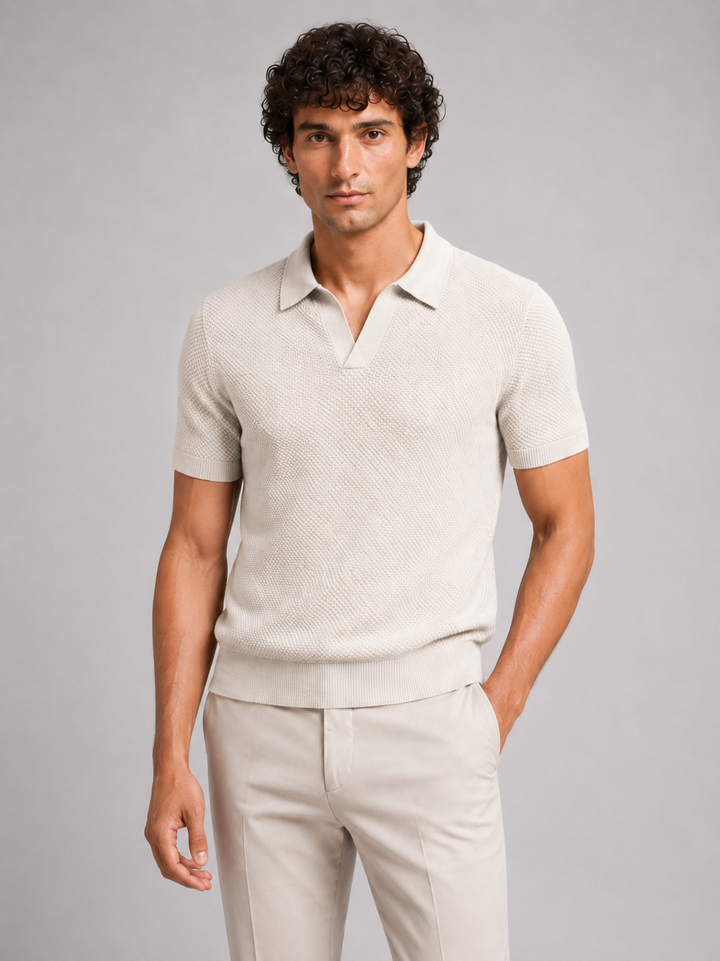 Men's Knit Polo Shirt, Lightweight Breathable Stretch Short Sleeve Summer Polo 16