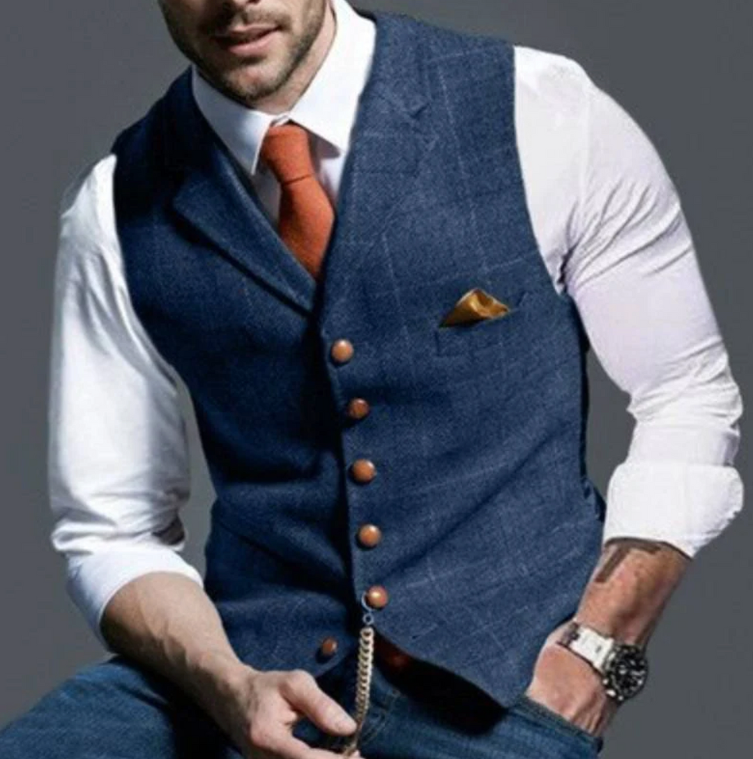 Men's Shawl Collar Button-Front Waistcoat 1