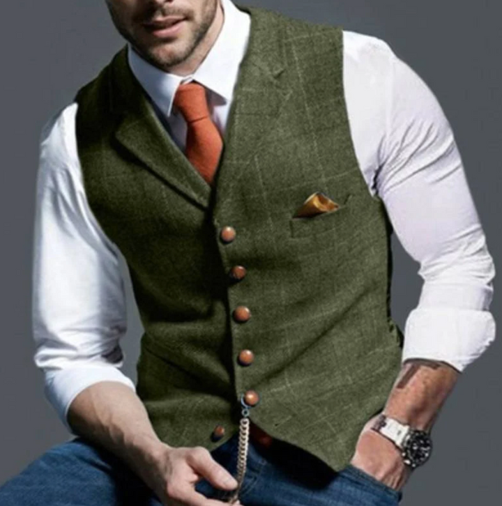 Men's Shawl Collar Button-Front Waistcoat 4