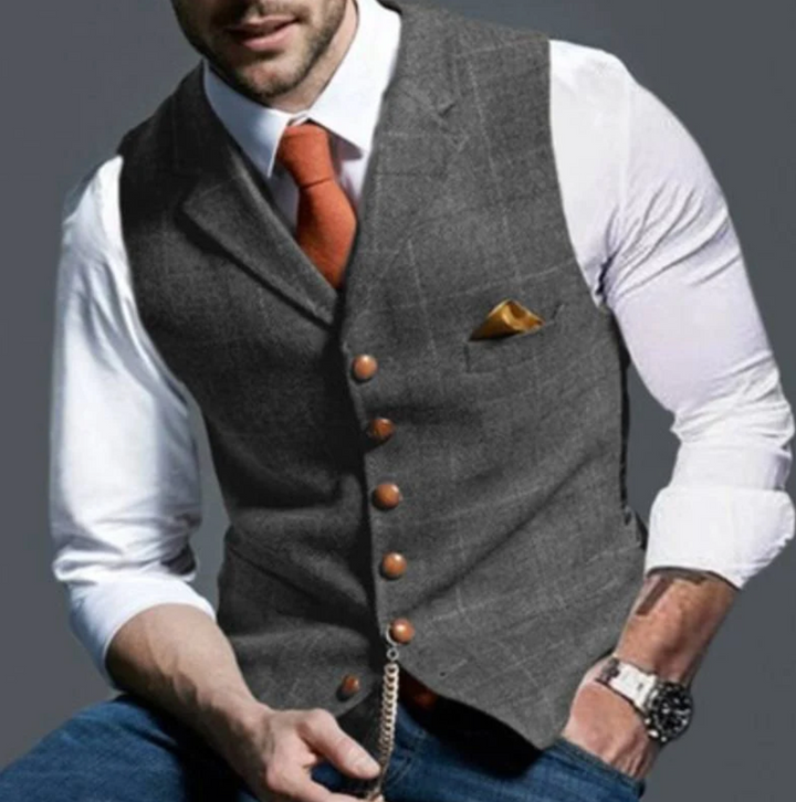 Men's Shawl Collar Button-Front Waistcoat 6