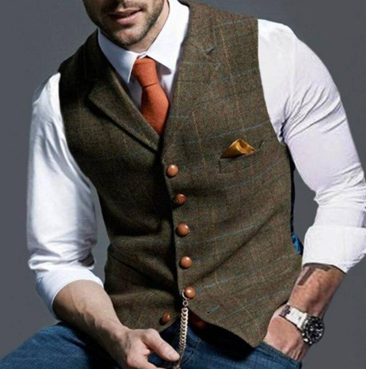 Men's Shawl Collar Button-Front Waistcoat 7