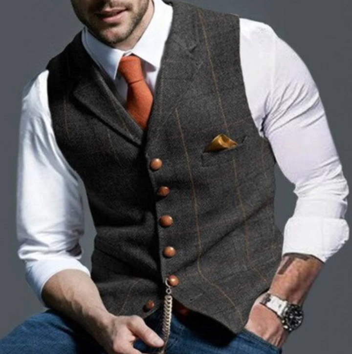 Men's Shawl Collar Button-Front Waistcoat 8