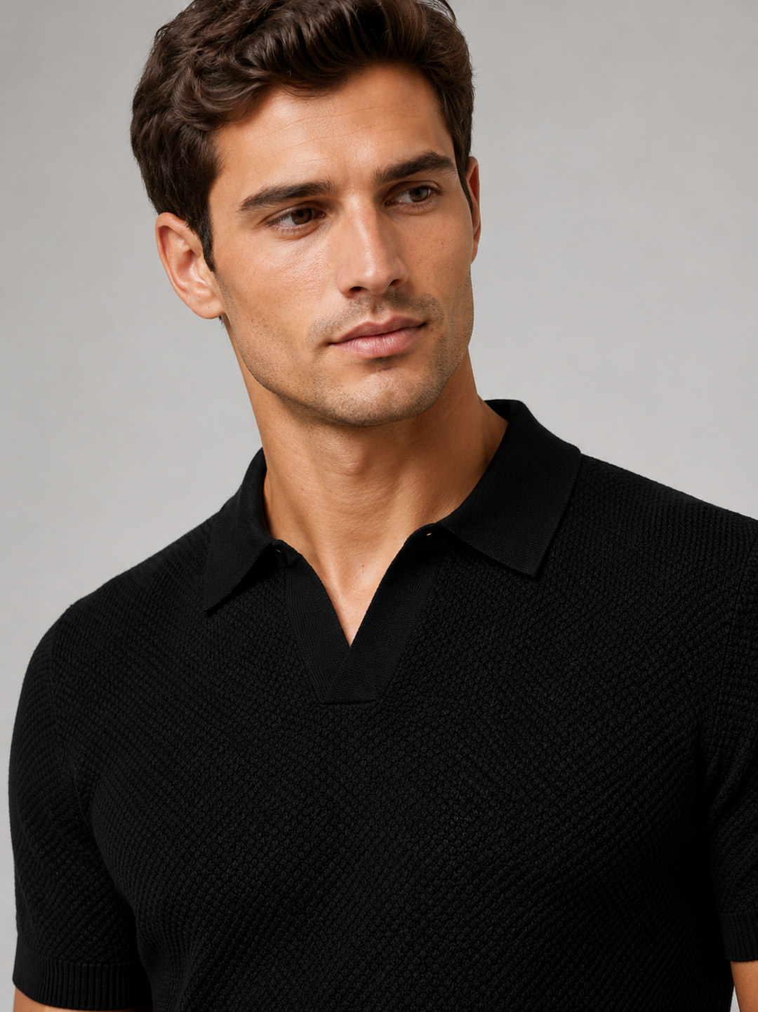 Men's Knit Polo Shirt, Lightweight Breathable Stretch Short Sleeve Summer Polo 7