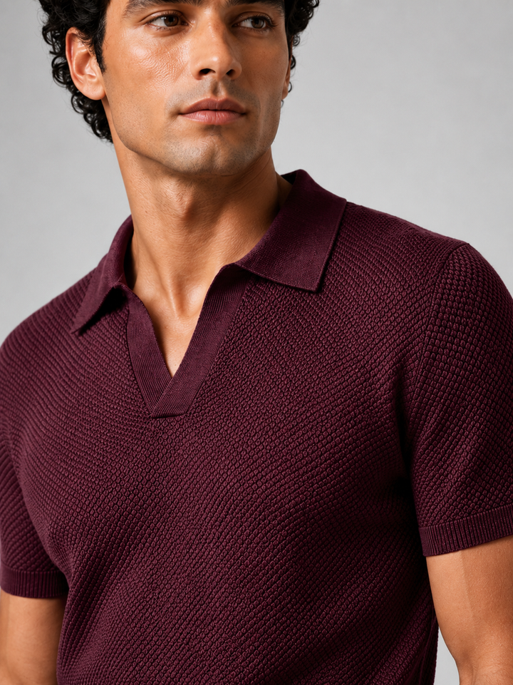 Men's Knit Polo Shirt, Lightweight Breathable Stretch Short Sleeve Summer Polo 22