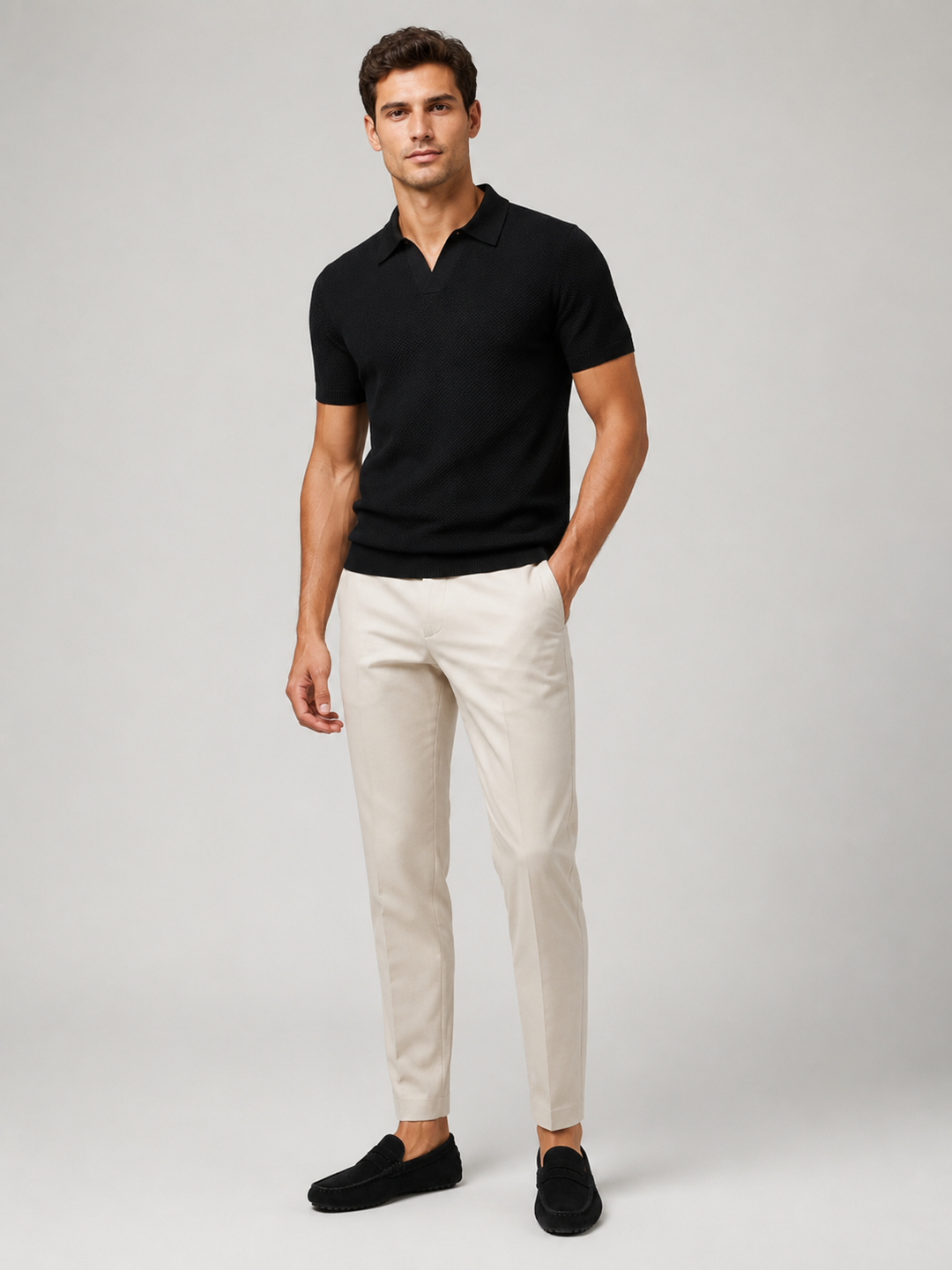 Men's Knit Polo Shirt, Lightweight Breathable Stretch Short Sleeve Summer Polo 8