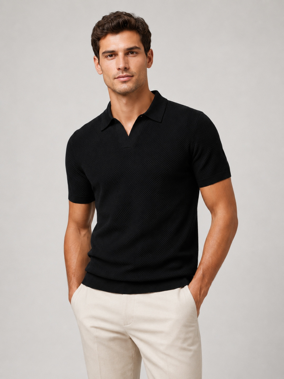 Men's Knit Polo Shirt, Lightweight Breathable Stretch Short Sleeve Summer Polo 6