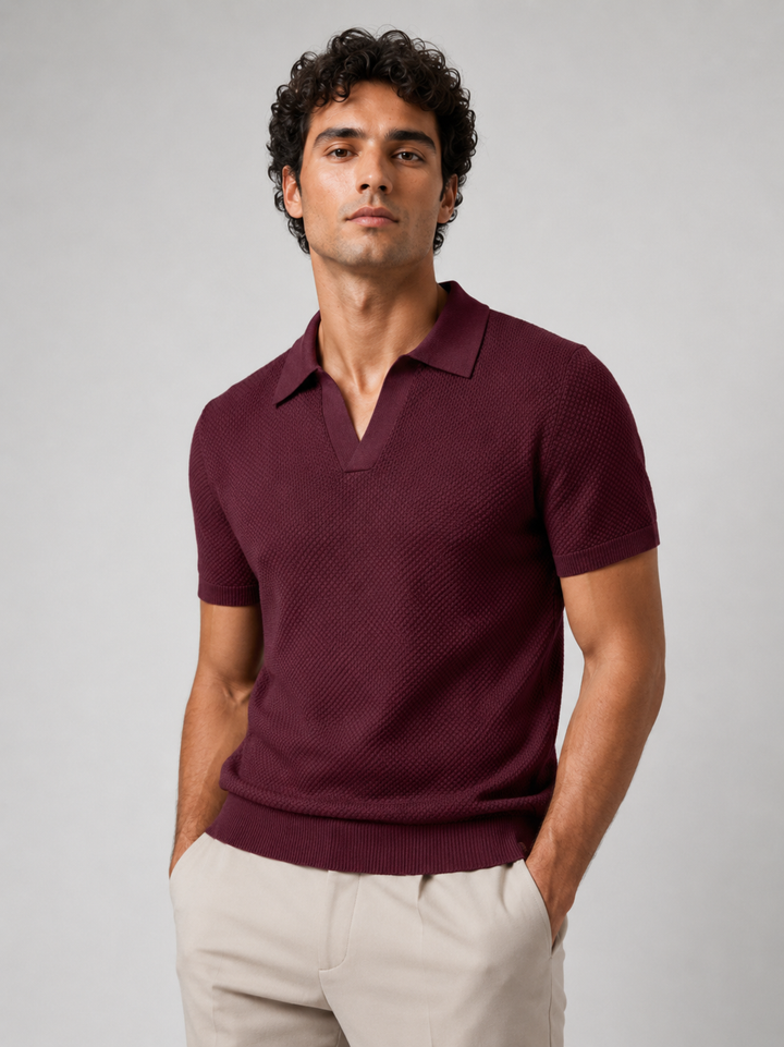 Men's Knit Polo Shirt, Lightweight Breathable Stretch Short Sleeve Summer Polo 21