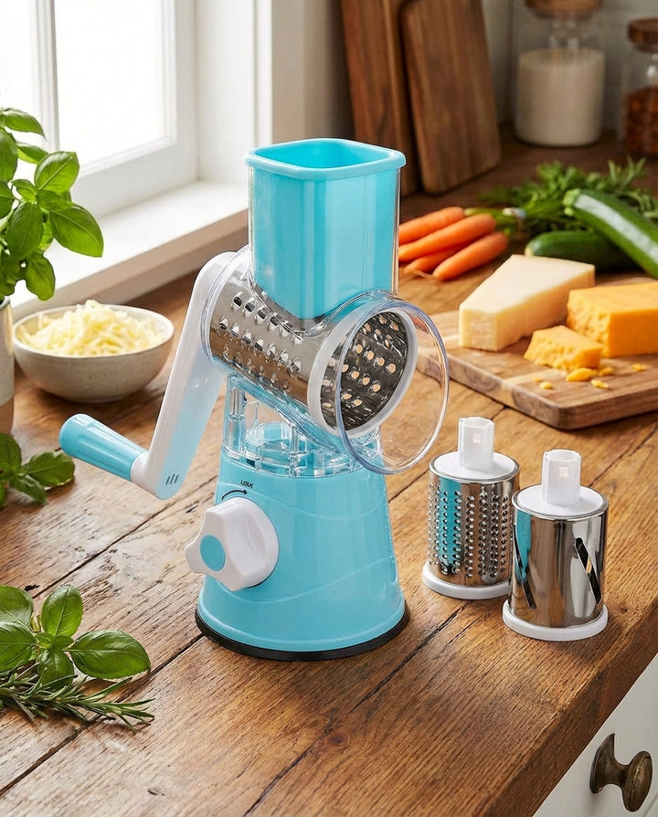 3-in-1 Rotary Vegetable Chopper with Suction Base and Interchangeable Drums 10