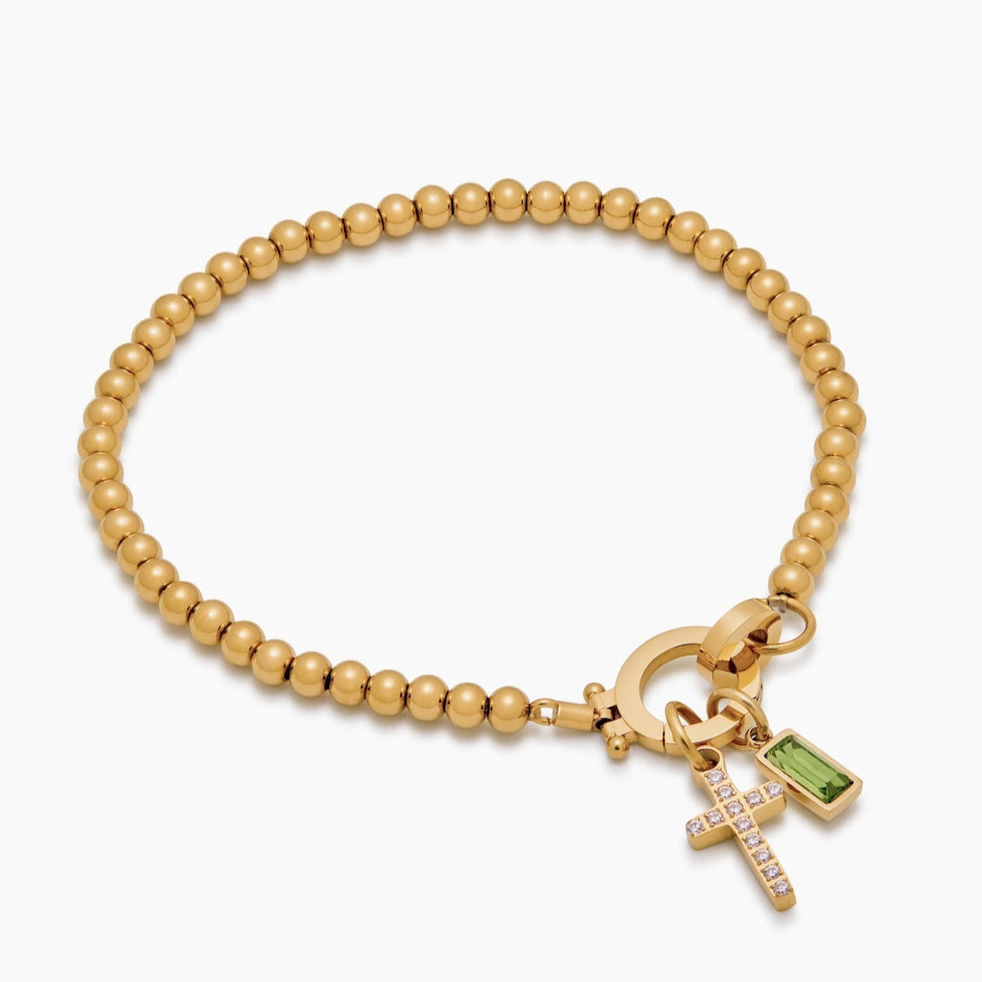 Nova Bead Birthstone Bracelet with Cross Charm 8