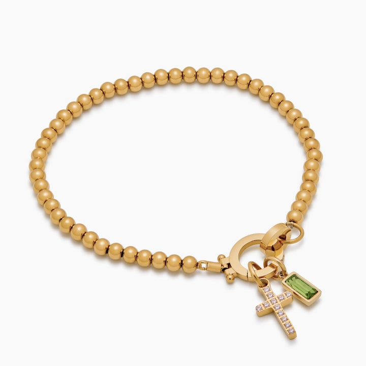 Nova Bead Birthstone Bracelet with Cross Charm 8