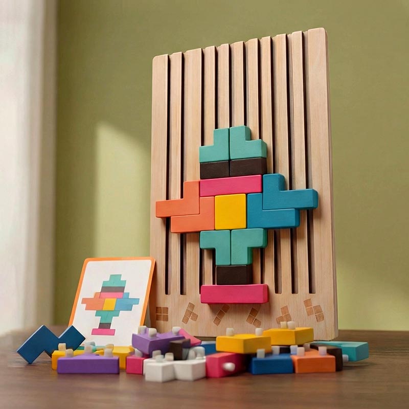 Wooden Tetris Puzzle Game - Brain Teaser That Grows With Your Child 7