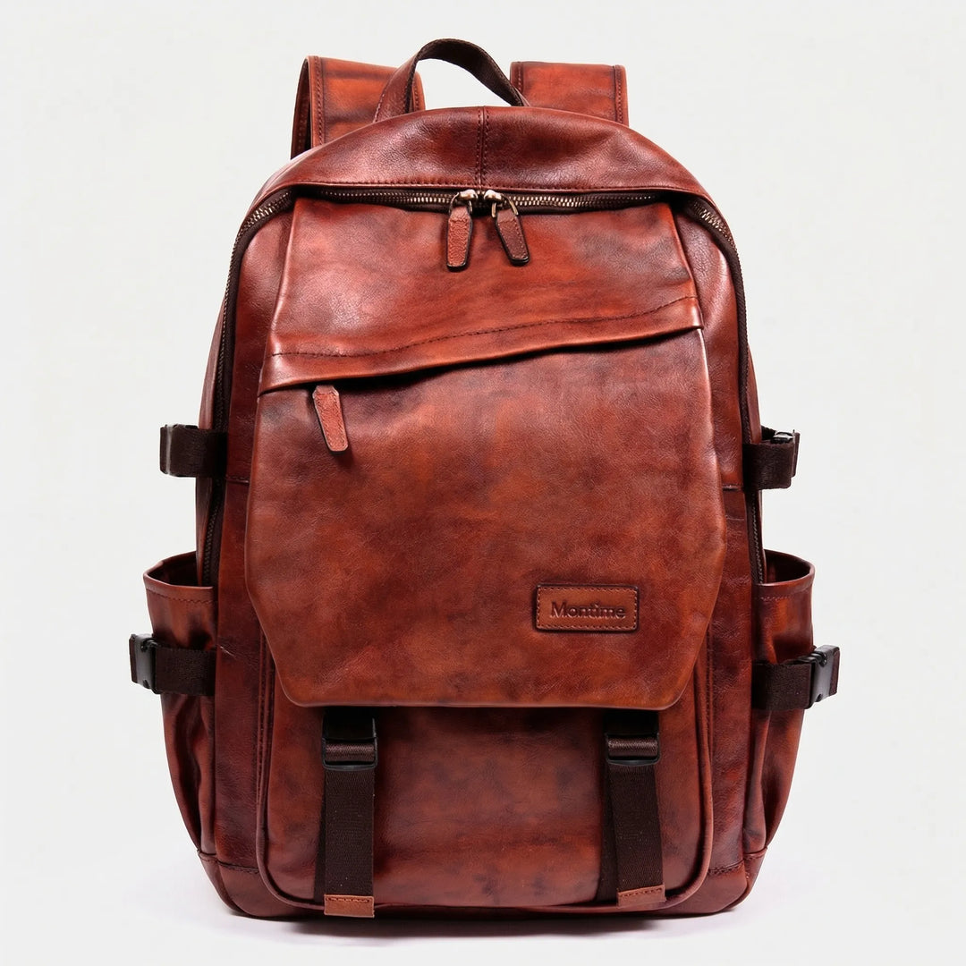 Vintage-Inspired Backpack - For Men - 16-Inch Laptop Sleeve - Padded Shoulder Straps - Multiple Compartments - Everyday Rucksack
