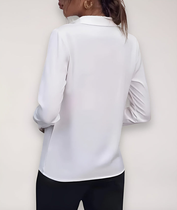 Long Sleeve Button-Up Blouse with Classic Collar 6