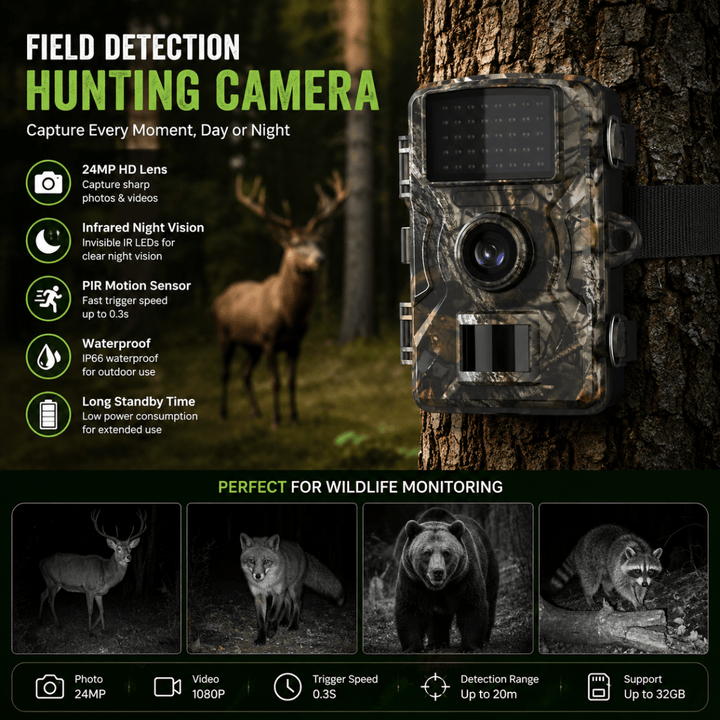 16MP Trail Camera with Night Vision and Motion Detection, Weatherproof 6