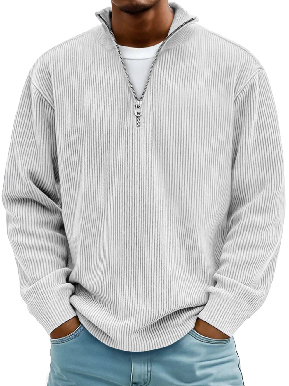 Half-Zip Sweater with Relaxed Fit and Durable Knit 5