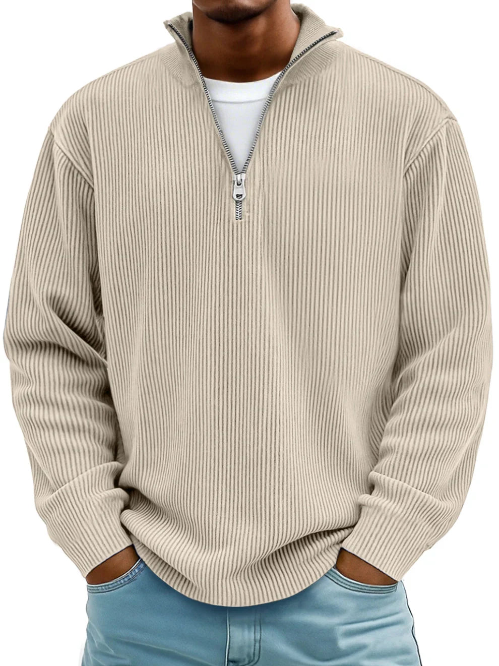 Half-Zip Sweater with Relaxed Fit and Durable Knit 7