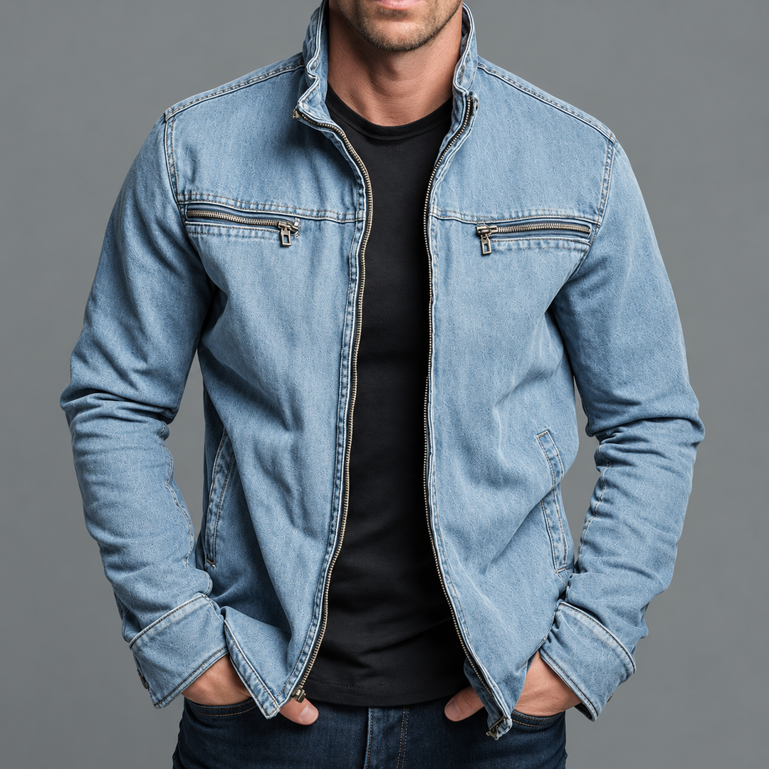Vintage Washed Zip Jacket with Relaxed Fit 7